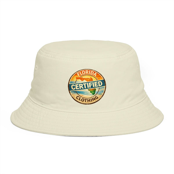 Florida Certified Clothing Bucket Hat — Retro Sunset Logo Beach Hat
