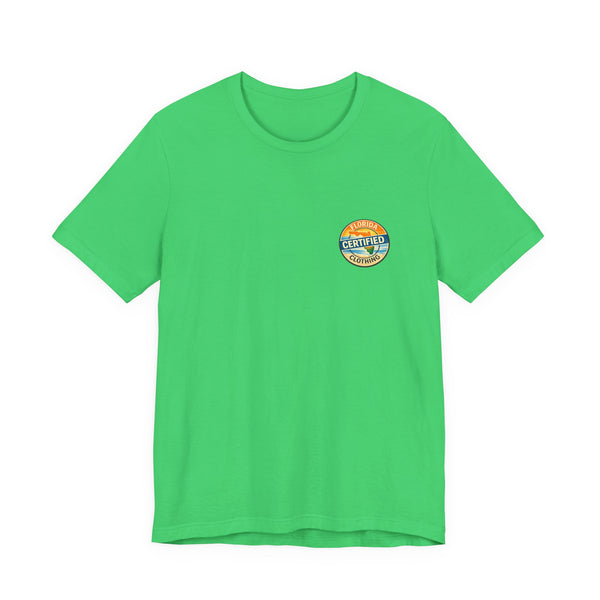 Cornhole T-Shirt — "Sinkin' & Drinkin'" Tropical Sunset Game Tee