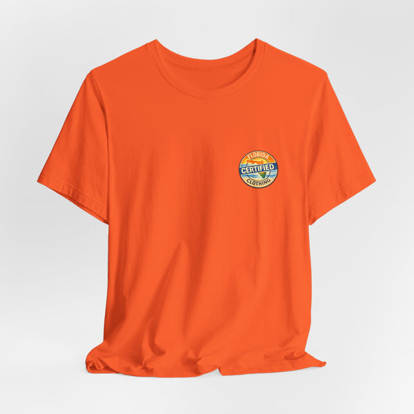 Cornhole T-Shirt — "Sinkin' & Drinkin'" Tropical Sunset Game Tee