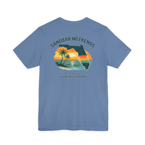 Florida Sandbar Weekends T-Shirt — Retro Beach Palm Sunset Tee