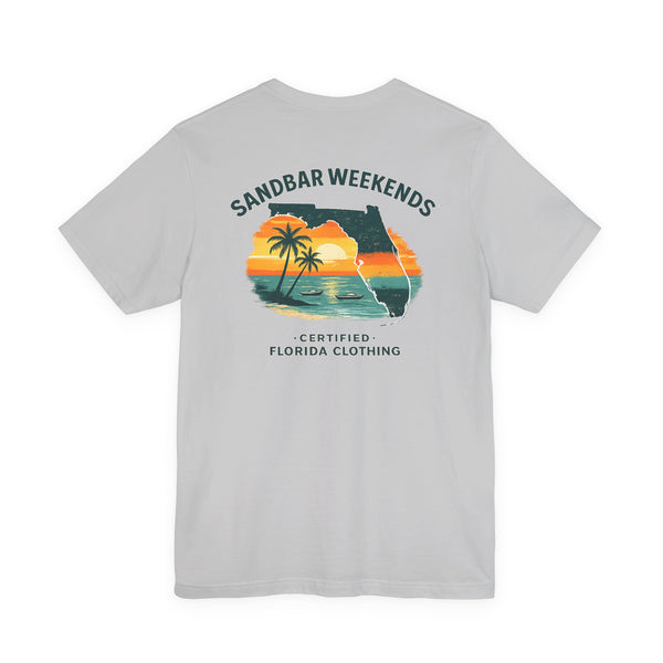 Florida Sandbar Weekends T-Shirt — Retro Beach Palm Sunset Tee