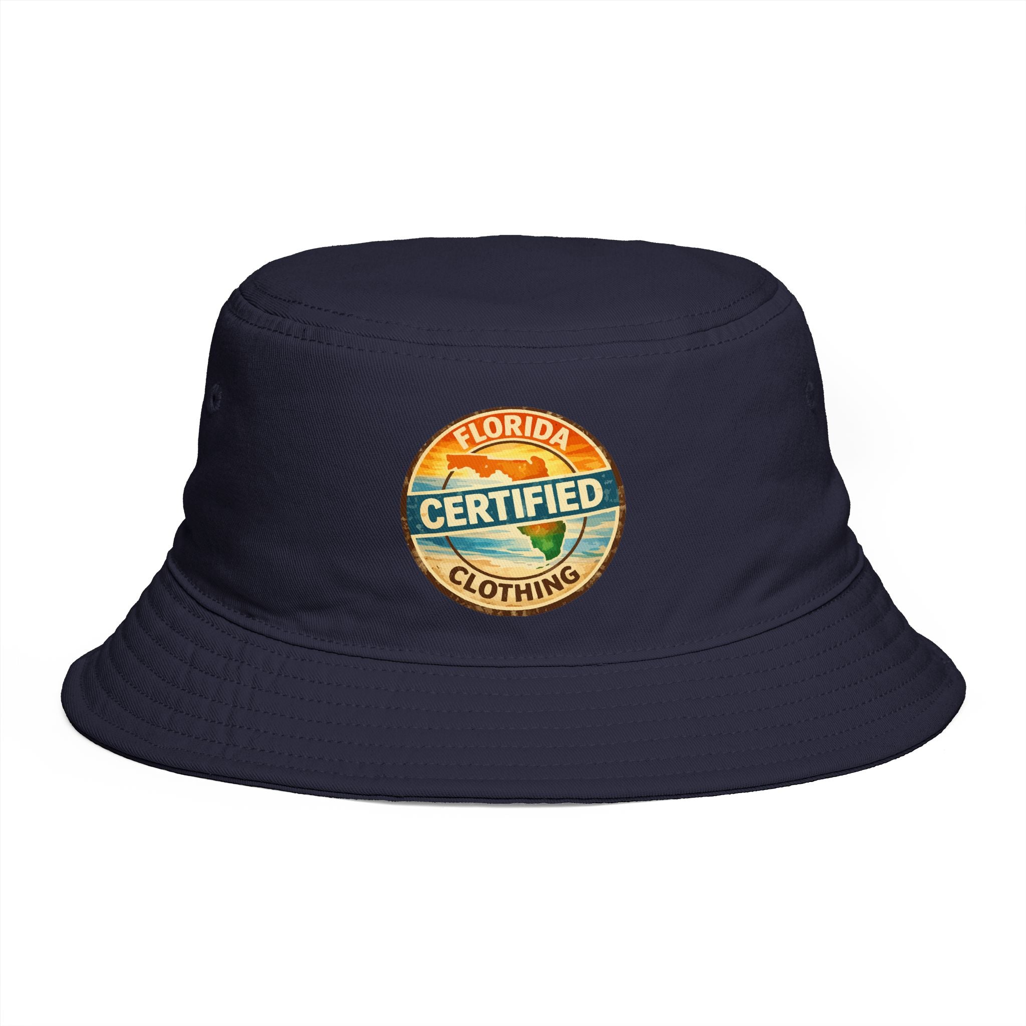 Florida Certified Clothing Bucket Hat — Retro Sunset Logo Beach Hat