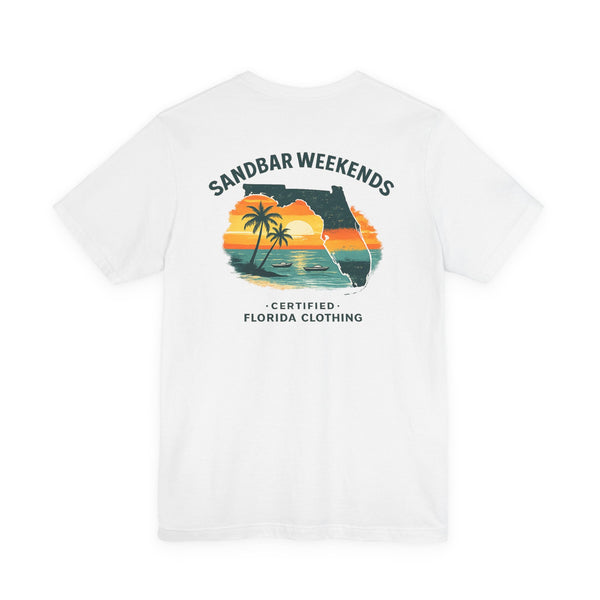 Florida Sandbar Weekends T-Shirt — Retro Beach Palm Sunset Tee