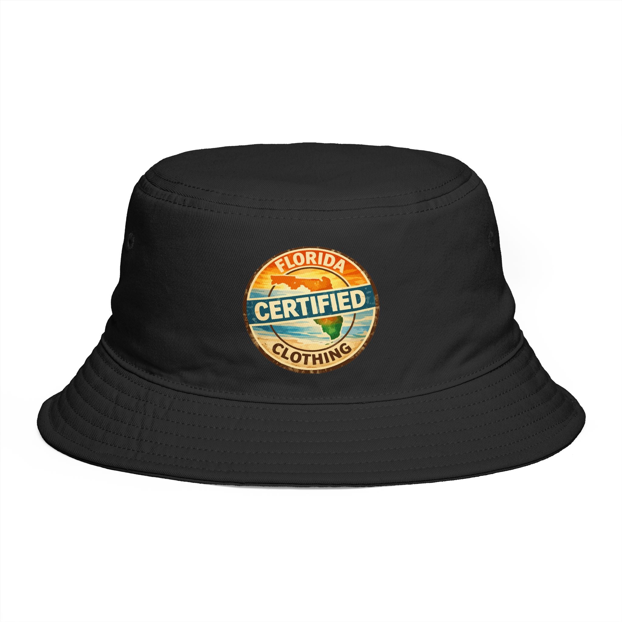 Florida Certified Clothing Bucket Hat — Retro Sunset Logo Beach Hat