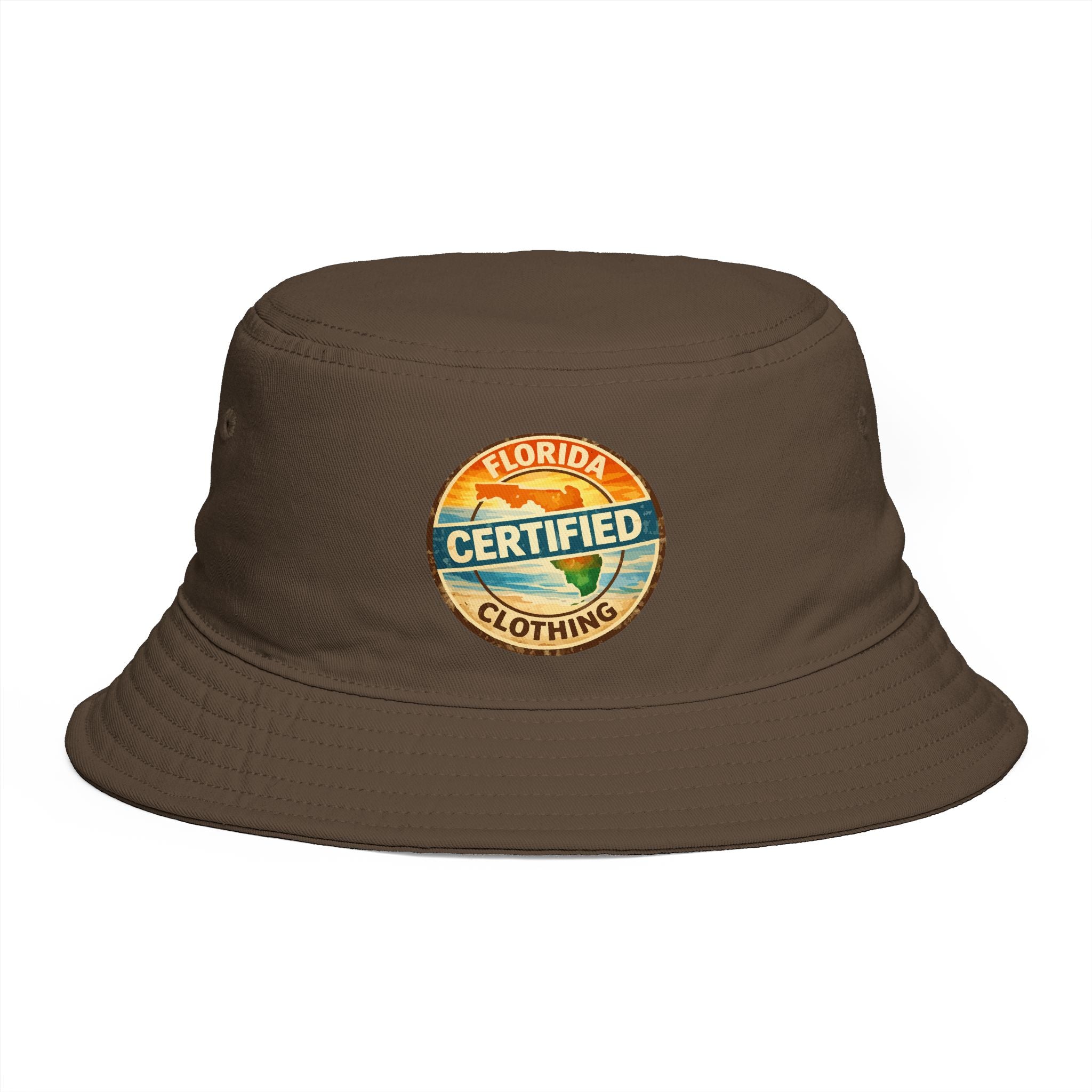 Florida Certified Clothing Bucket Hat — Retro Sunset Logo Beach Hat