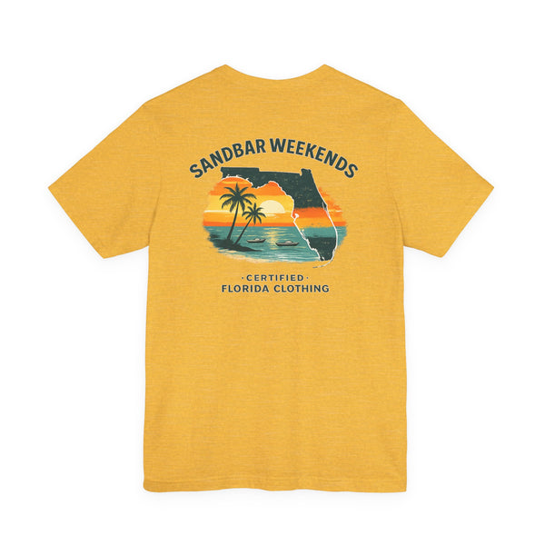 Florida Sandbar Weekends T-Shirt — Retro Beach Palm Sunset Tee