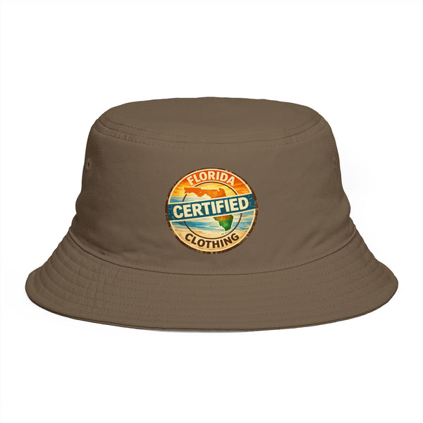 Florida Certified Clothing Bucket Hat — Retro Sunset Logo Beach Hat