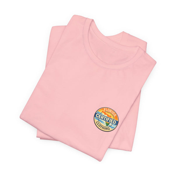 Cornhole T-Shirt — "Sinkin' & Drinkin'" Tropical Sunset Game Tee