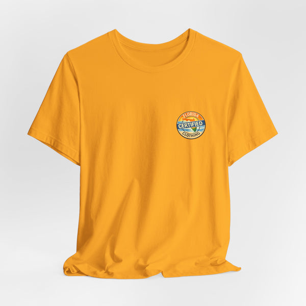 Cornhole T-Shirt — "Sinkin' & Drinkin'" Tropical Sunset Game Tee