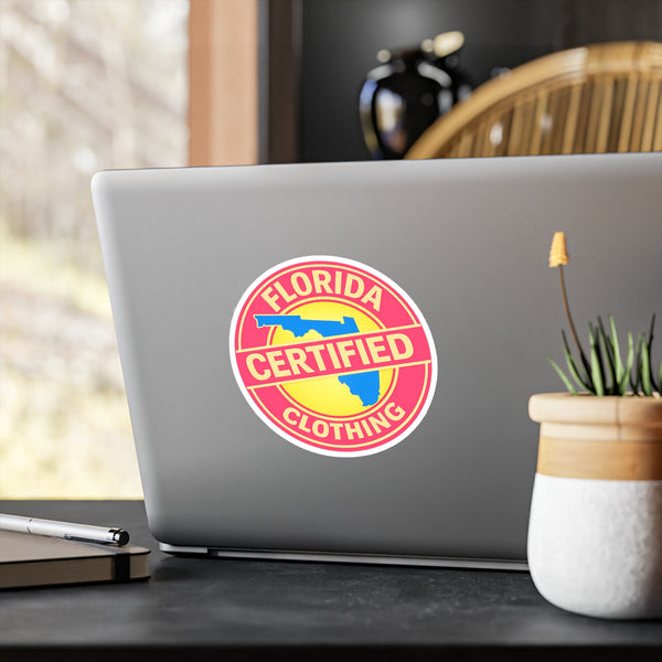 Florida Certified Clothing Vinyl Sticker — Kiss-Cut Round Decal