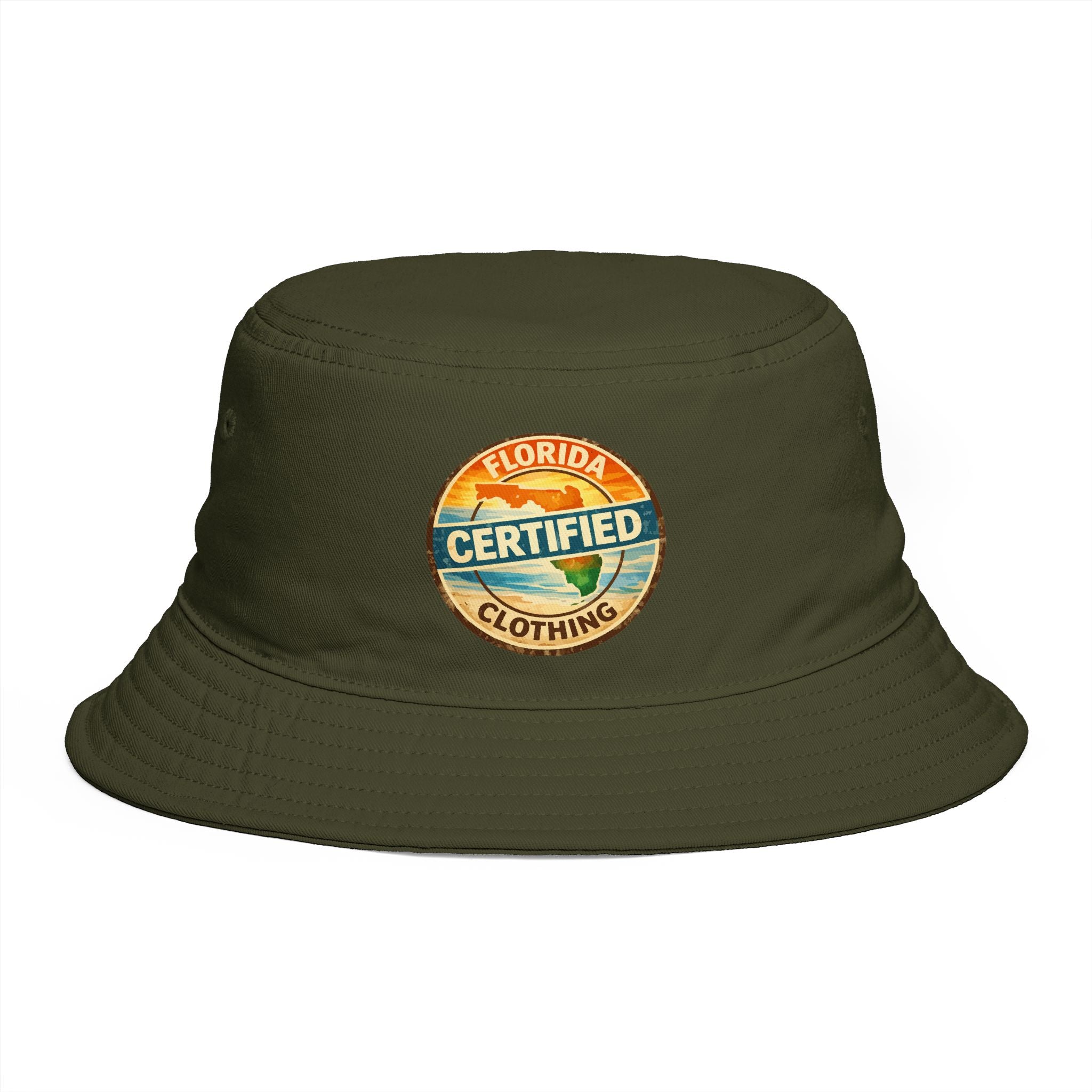 Florida Certified Clothing Bucket Hat — Retro Sunset Logo Beach Hat