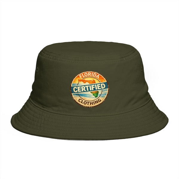 Florida Certified Clothing Bucket Hat — Retro Sunset Logo Beach Hat