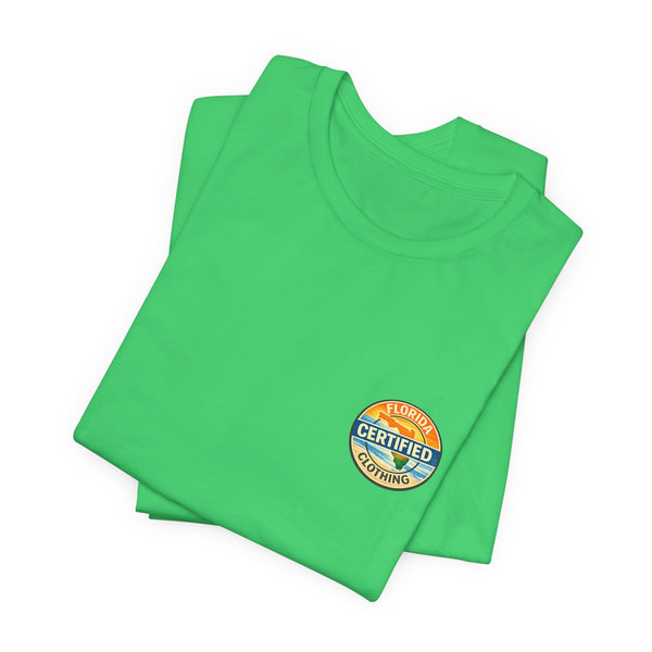 Cornhole T-Shirt — "Sinkin' & Drinkin'" Tropical Sunset Game Tee