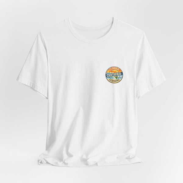 Cornhole T-Shirt — "Sinkin' & Drinkin'" Tropical Sunset Game Tee