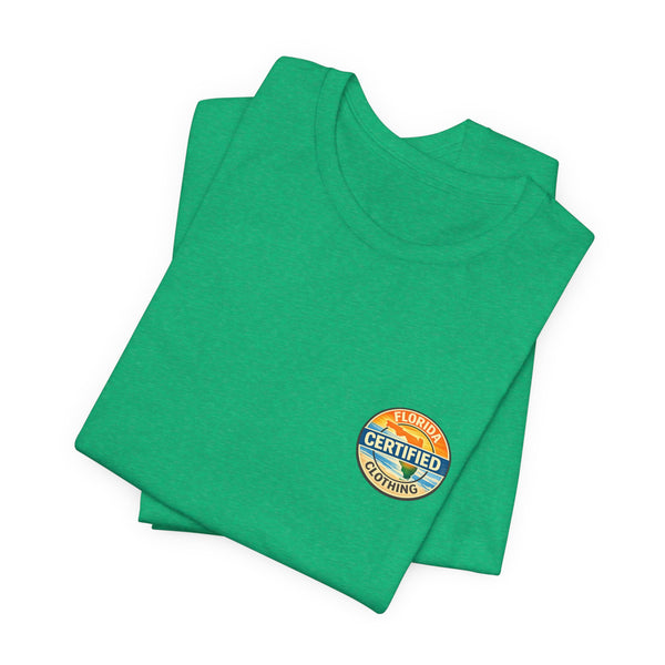 Cornhole T-Shirt — "Sinkin' & Drinkin'" Tropical Sunset Game Tee