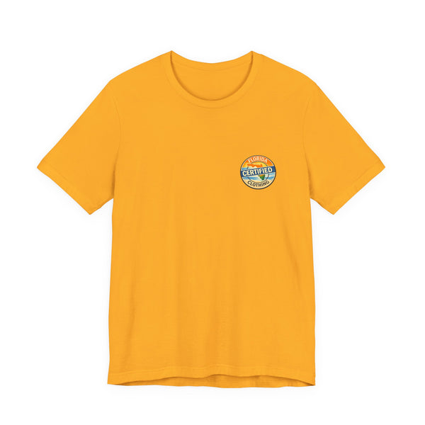 Cornhole T-Shirt — "Sinkin' & Drinkin'" Tropical Sunset Game Tee