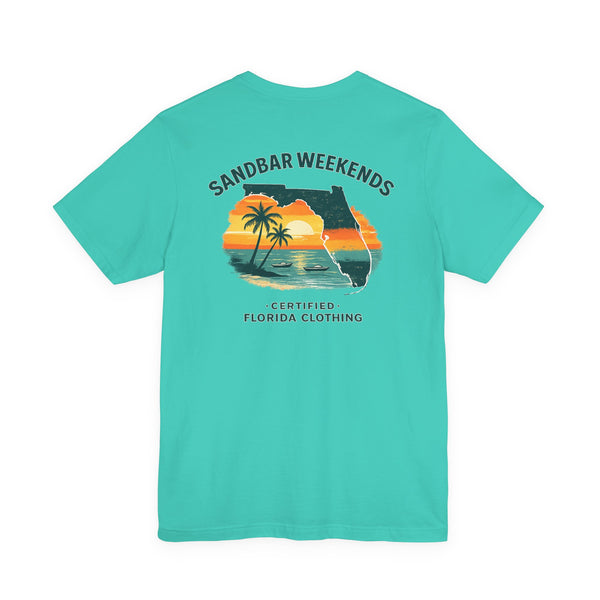Florida Sandbar Weekends T-Shirt — Retro Beach Palm Sunset Tee